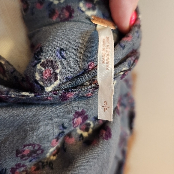 Free People slubby floral button-down pleated midi shirt dress - Picture 8 of 8